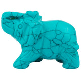Green Howlite Turquoise Stone Elephant Animal Healing Chakra Figurine 2''