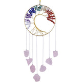 7 Chakra Stones Tree of Life Wall Hanging with Raw Crystal for Home Garden