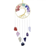 7 Chakra Stones Tree of Life Wall Hanging with Raw Crystal for Home Garden
