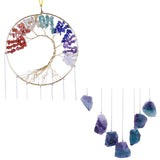 7 Chakra Stones Tree of Life Wall Hanging with Raw Crystal for Home Garden