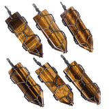 Copper Wire Wrapped Stone Point Pendant Necklace Reiki Healing Crystal
