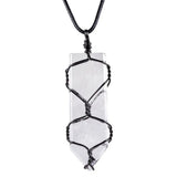 Copper Wire Wrapped Stone Point Pendant Necklace Reiki Healing Crystal