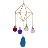 Geometric Agate Wind Chimes Glass Ball Home Decor