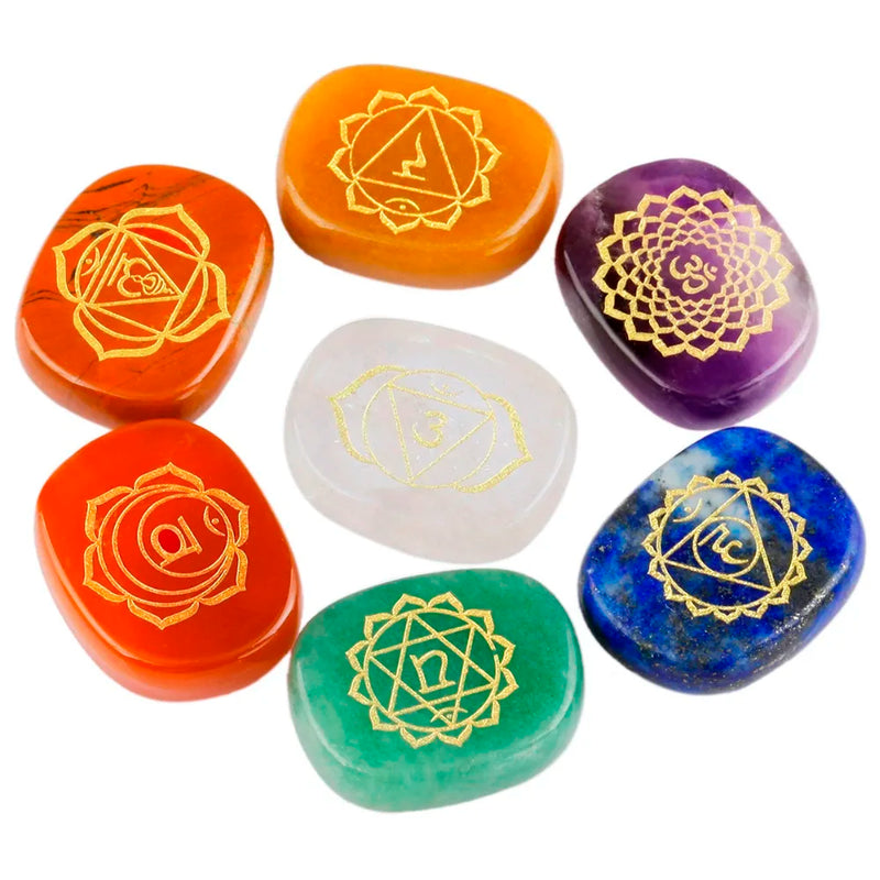 7 Chakra Healing Crystals Pocket Stones Set