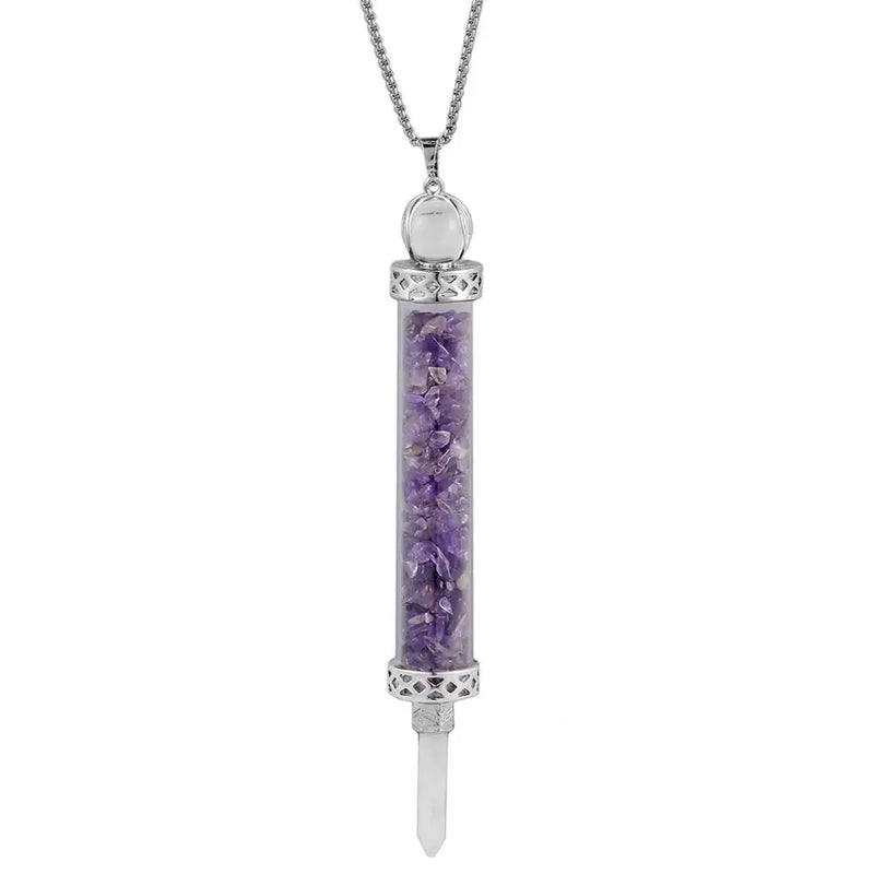 Crystal Hexagon Point Bottle Pendant Necklace
