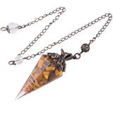 Crystal Prism Pendulum for Dowsing, Healing Orgone Cone Stone Pendant