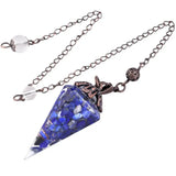 Crystal Prism Pendulum for Dowsing, Healing Orgone Cone Stone Pendant