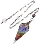 Crystal Prism Pendulum for Dowsing, Healing Orgone Cone Stone Pendant