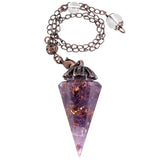 Crystal Prism Pendulum for Dowsing, Healing Orgone Cone Stone Pendant