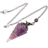 Crystal Prism Pendulum for Dowsing, Healing Orgone Cone Stone Pendant