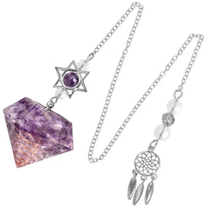 Hexagonal Prism Pendulum for Divination Faceted Stone Point Pendant
