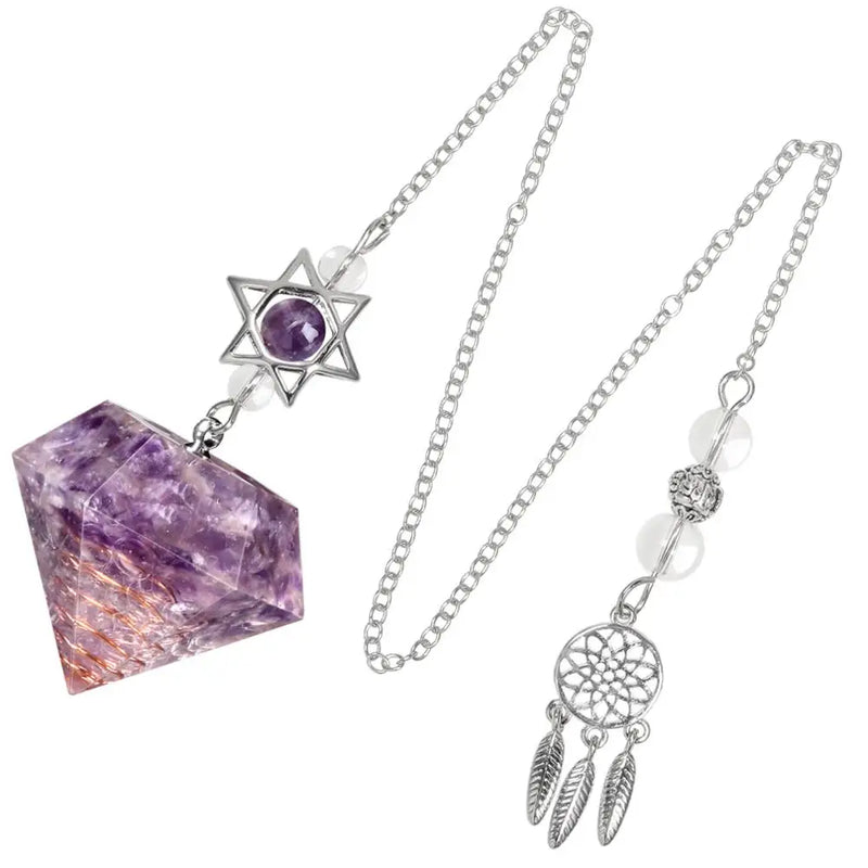 Hexagonal Prism Pendulum for Divination Faceted Stone Point Pendant