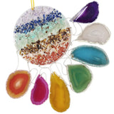 Agate Slices Wind Chimes Reiki Crystal Gravels Resin Slice Window Car Hanging