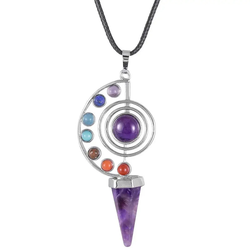 Hexagonal Chakra Crystal Pendant Necklace for Healing