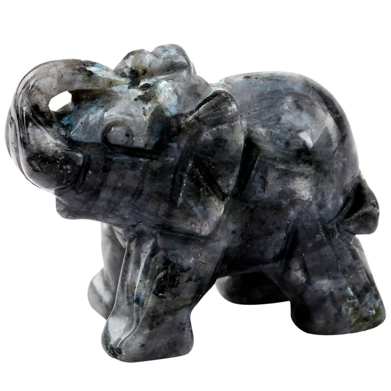 Labradorite Elephant Animal Healing Chakra Specimen Figurine 2''