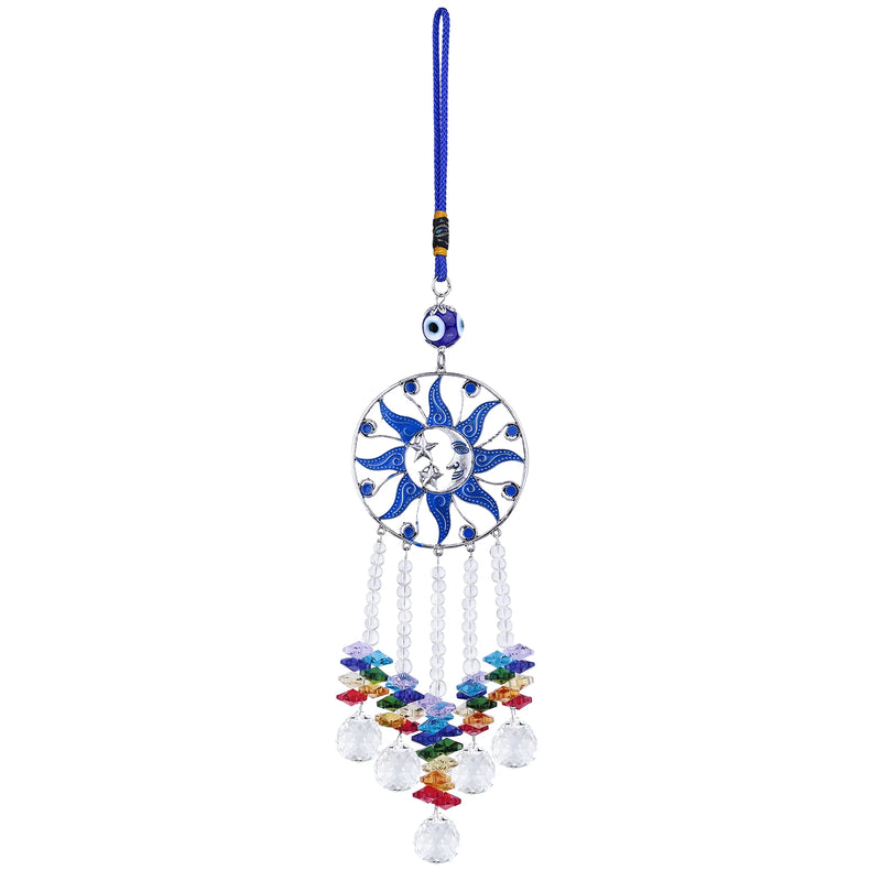 Glass Sun Moon Star Wind Chimes Hanging Ornaments Home Window Decor