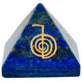 Lapis Lazuli Pyramid Engraved Usui Reiki Symbol, Healing Chakra Figurine