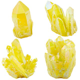 Lemon Yellow Titanium Coated Crystal Rock Quartz Cluster Geode Druzy Gem Stone