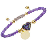 Love Heart Pendant Bracelet Raw Electroplate Quartz Crystal Stone Beads