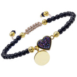 Love Heart Pendant Bracelet Raw Electroplate Quartz Crystal Stone Beads