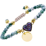 Love Heart Pendant Bracelet Raw Electroplate Quartz Crystal Stone Beads