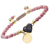 Love Heart Pendant Bracelet Raw Electroplate Quartz Crystal Stone Beads