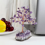 Luck Money Crystal Tree With Reiki Healing Amethyst Quartz Base
