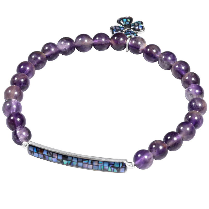 Four-Leaf Clover Pendant Bracelet Reiki Healing Crystal Stone Beads