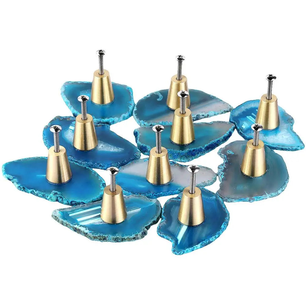 Multicolor Agate Slice Drawer Pulls Knobs - Home Decorative Hardware Handles