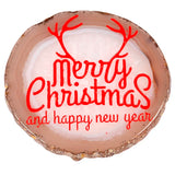 Agate Slices Geode Stone Coasters - Merry Christmas and Happy New Year Engraved
