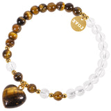 Amethyst Love Heart Pendant Bracelet Crystal Stone Beaded