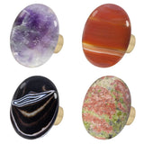 Crystal Knob Drawer Oval Stone Pull Handle for Dresser Wardrobe
