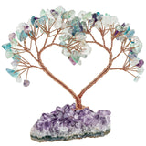 Natural Crystal Money Tree With Amethyst Cluster Base - Fengshui Room Decor