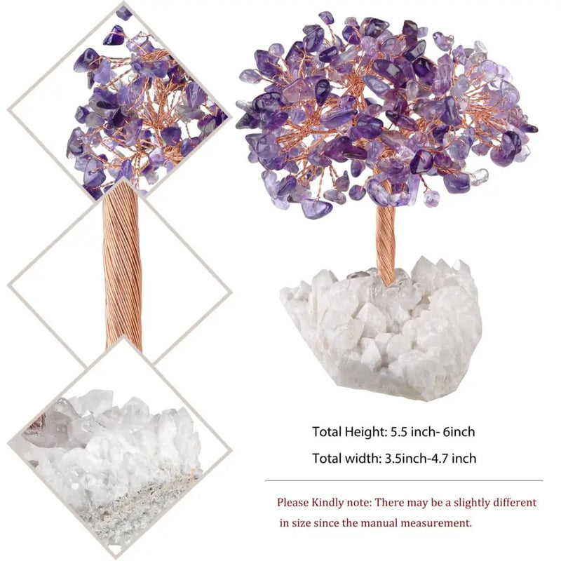 Natural Crystal Money Tree With Quartz Base Reiki Healing Gemstone Craft