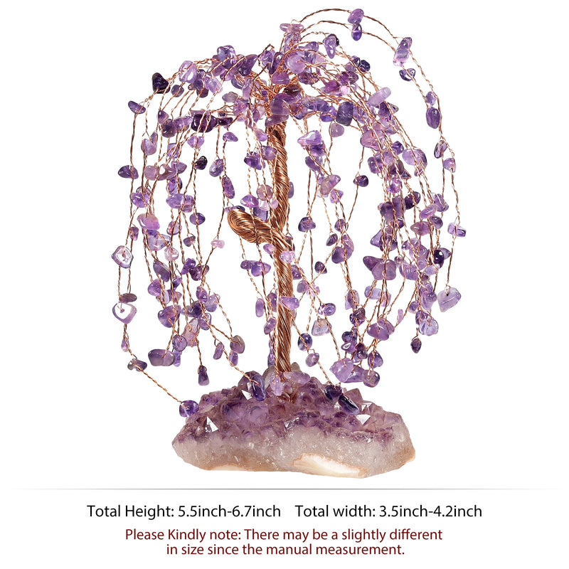 Natural Crystal Tree with Amethyst Cluster Base Bonsai Money Tree Figurine