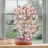 Natural Crystal Tree with Amethyst Cluster Base Bonsai Money Tree Figurine