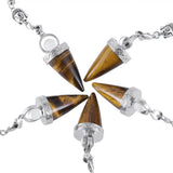 Gem Stone Cone Pendulum Buddha Head Yoga Chakra Chain Healing Crystal
