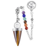 Gem Stone Cone Pendulum Buddha Head Yoga Chakra Chain Healing Crystal