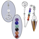 Gem Stone Cone Pendulum Buddha Head Yoga Chakra Chain Healing Crystal