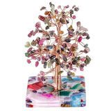 Healing Crystal Tree with Agate Slices Resin Base, Money Tree for Wealth & Luck