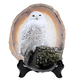 Natural Irregular Agate Slices with Wooden Base Stand Ornaments