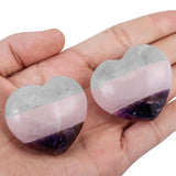 Natural Mixed Crystal Heart Shaped Carved Healing Chakra Stone