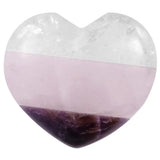 Natural Mixed Crystal Heart Shaped Carved Healing Chakra Stone