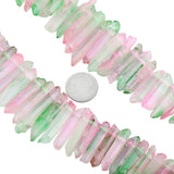 Pink Green Titanium Coated Crystal Points Rough Drilled Sticks 15" Strand