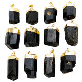 Raw Tourmaline Tumbled Stone Pendant Necklace Healing Jewelry