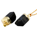 Raw Tourmaline Tumbled Stone Pendant Necklace Healing Jewelry