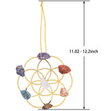 Natural Reiki 7 Chakra Rough Stone Flower of Life Hanging Ornaments