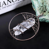 Quartz Column Pendant Wire Wrapped Tree Of Life Charms DIY Necklace