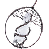 Quartz Column Pendant Wire Wrapped Tree Of Life Charms DIY Necklace