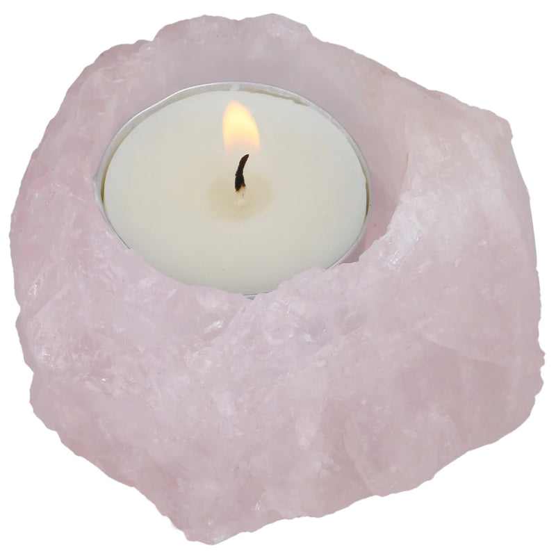 Rose Quartz Candlestick Irregular Candle Holder Home Decor